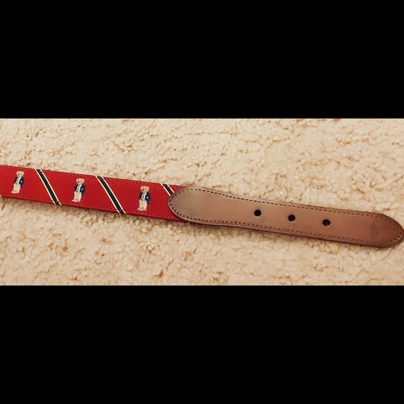NWT POLO RALPH LAUREN Polo Bear Belt Burgundy - 38 - Picture 5 of 7